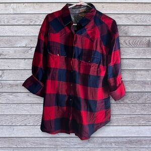 NWT Jachs Girlfriend Red and Navy Plaid Shirt xxl